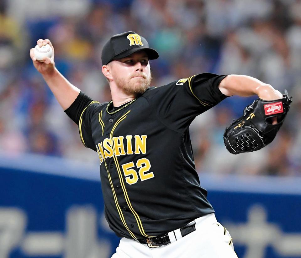 力投する阪神　ピアース・ジョンソン＝ナゴヤドーム（撮影・高部洋祐）