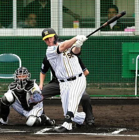 　ケース打撃で二塁打を放つサンズ