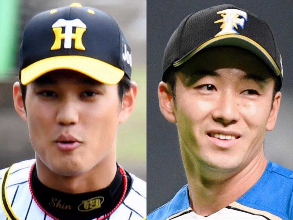 　阪神・藤浪（左）と日本ハム・斎藤