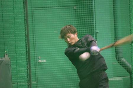 　打撃練習をする阪神・北條史也＝甲子園（阪神タイガース提供）