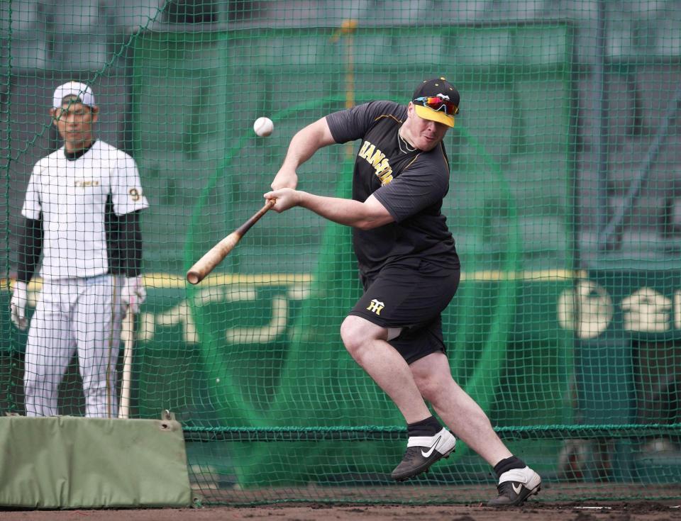 　「ボーアシフト」対策で走り打ちを試す！？ボーア（阪神タイガース提供）