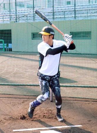 　鳴尾浜で打撃練習に励む島田（阪神タイガース提供）