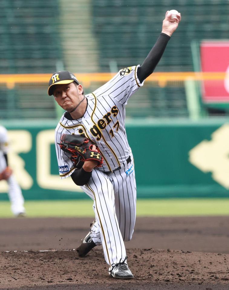 白組先発の岩貞祐太＝甲子園球場（代表撮影）