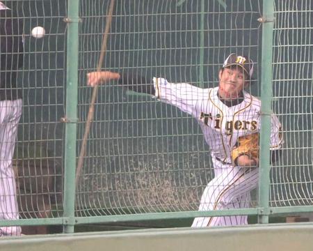 　ブルペンで投げ込む藤浪（代表撮影）