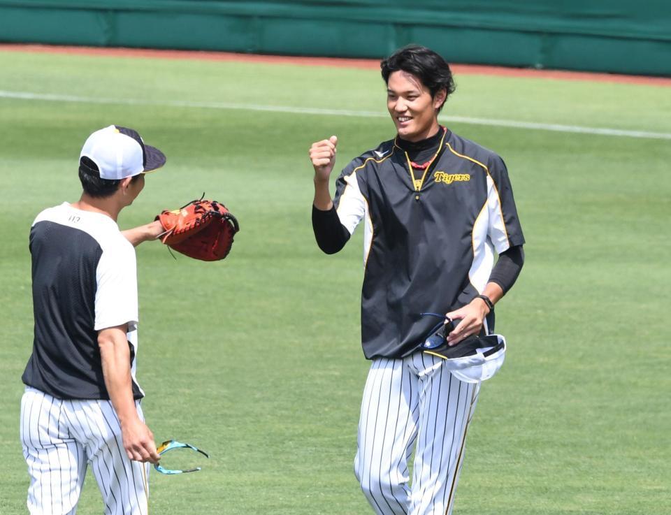 　１軍に合流した藤浪（撮影・飯室逸平）