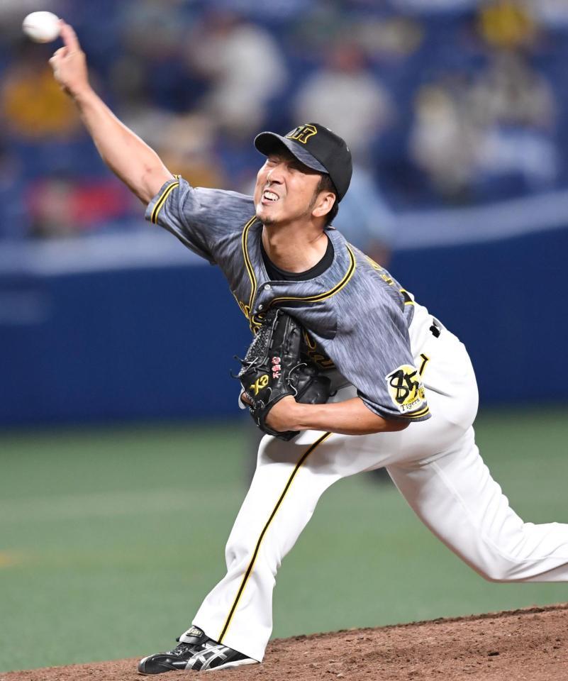 ７回、力投する藤川（撮影・飯室逸平）