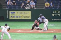 ７回、見逃し三振に倒れる代打中谷＝東京ドーム（撮影・堀内翔）