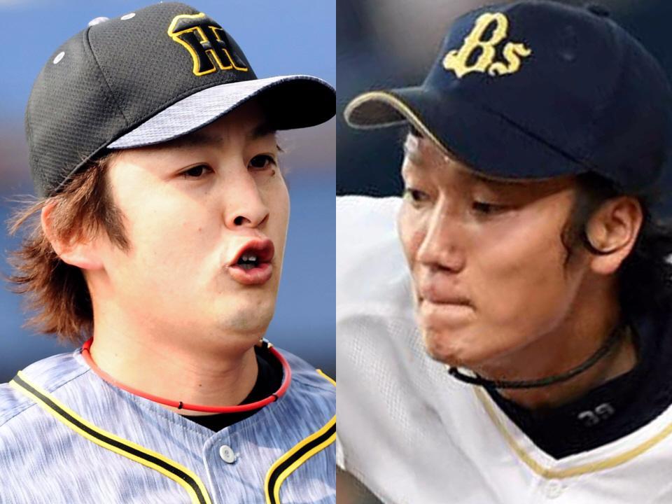 阪神の飯田優也投手とオリックスの小林慶祐投手