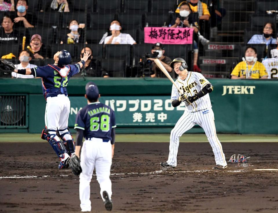 　４回、大山は捕邪飛に倒れる（撮影・山口登）