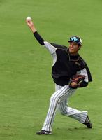 キャッチボールする阪神・藤浪晋太郎＝甲子園（撮影・山口登）