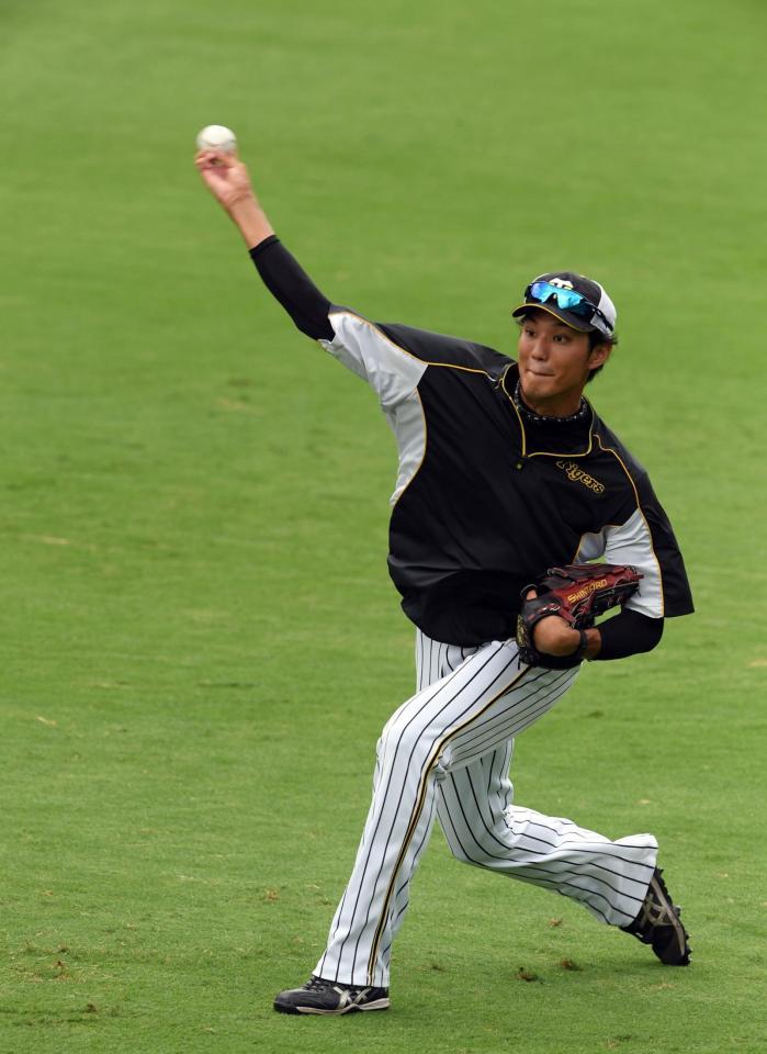 キャッチボールする藤浪＝甲子園（撮影・山口登）