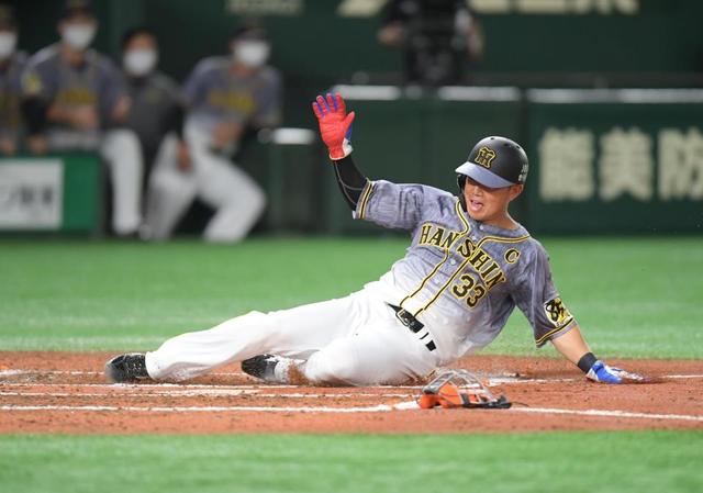 阪神・糸原が好走塁で生還　矢野監督「こういう野球がタイガースの野球」