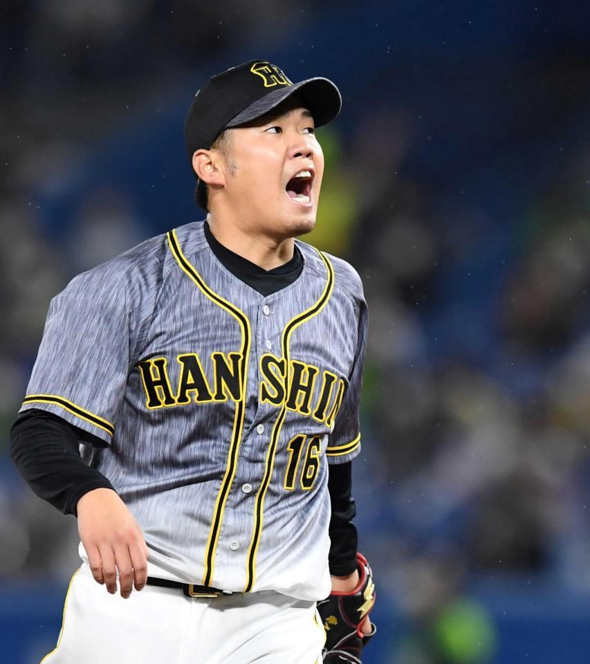 　５回、雄叫びをあげる西勇