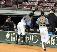 　１０回、広島・菊池涼の邪飛をキャッチする阪神・熊谷（撮影・高部洋祐）
