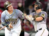 　６回、左越えへソロを放つサンズ（右）と右翼スタンドへソロを放つボーア