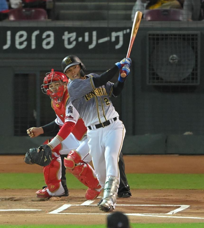 　１回、先制２ランを放つ北條