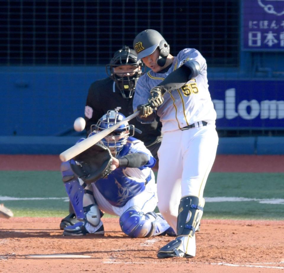 ３回、ソロを放つ陽川（撮影・金田祐二）