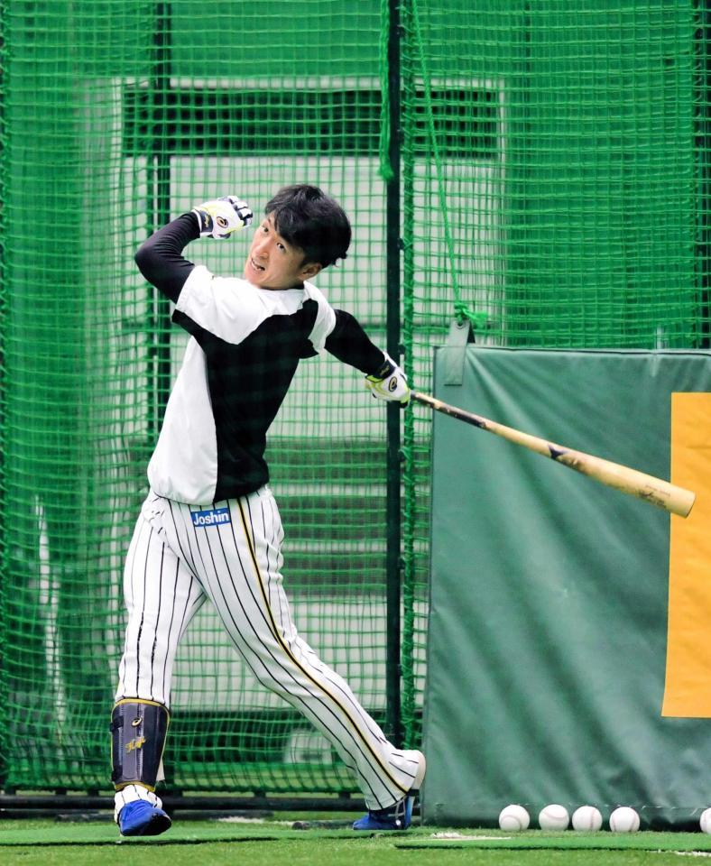 　打撃練習する阪神・近本光司＝甲子園（撮影・北村雅宏）