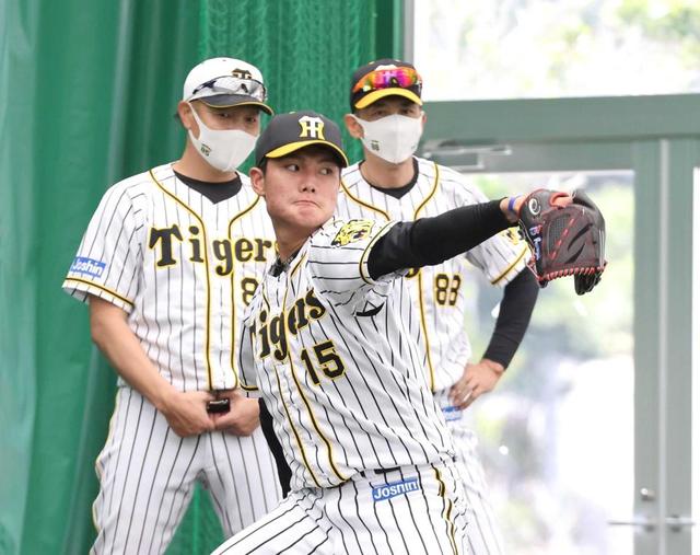 阪神・西純、ブルペンで虎投最多153球 福原コーチの助言受け右腕