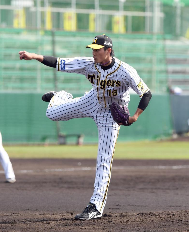 紅白戦で力投する阪神・藤浪晋太郎＝宜野座（撮影・山口登）