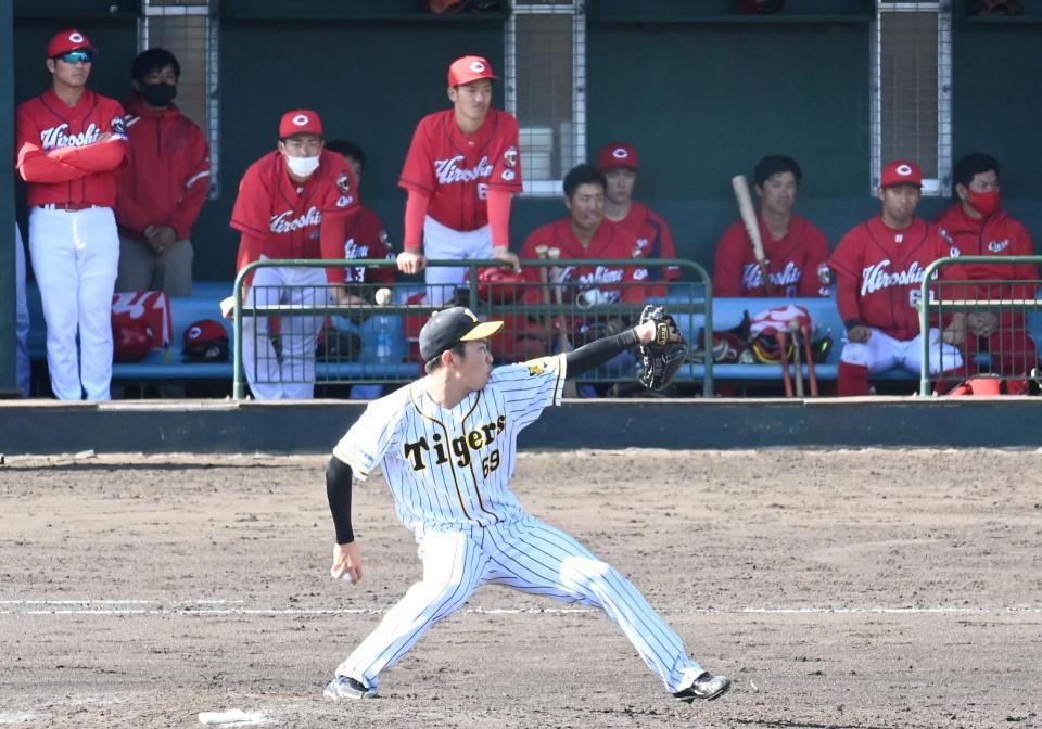 　６回、力投する石井大