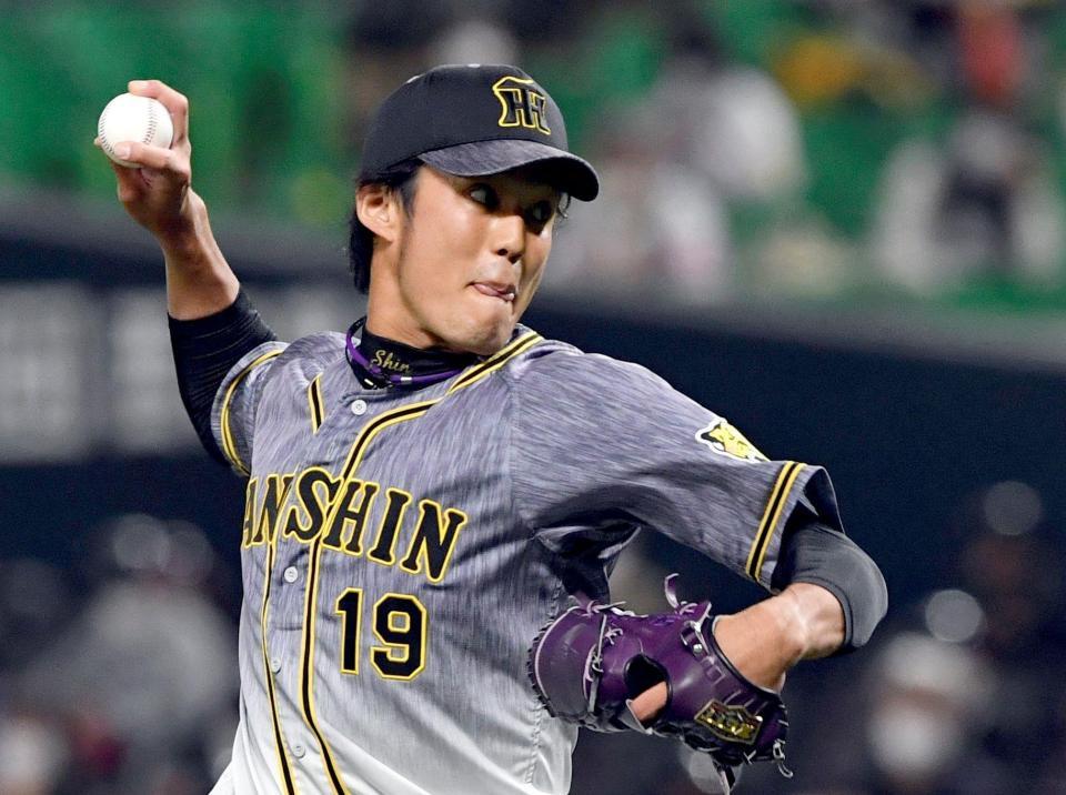 ３回を無失点に抑える藤浪（撮影・田中太一）