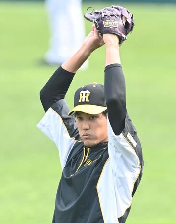 　キャッチボールをする藤浪（撮影・飯室逸平）