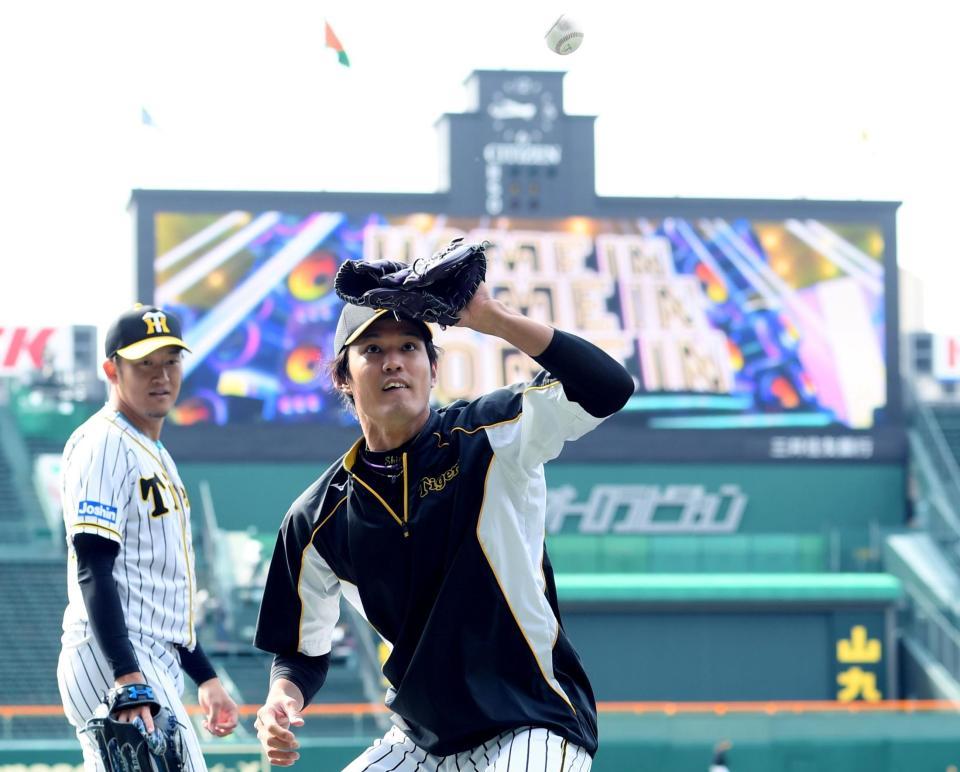 　ノックを受ける藤浪（撮影・田中太一）