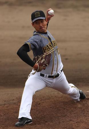 　３番手で登板し５回を三者凡退に抑えた阪神・岩崎