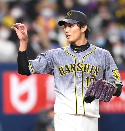 １回、藤浪の右手親指付近から血がにじむ　