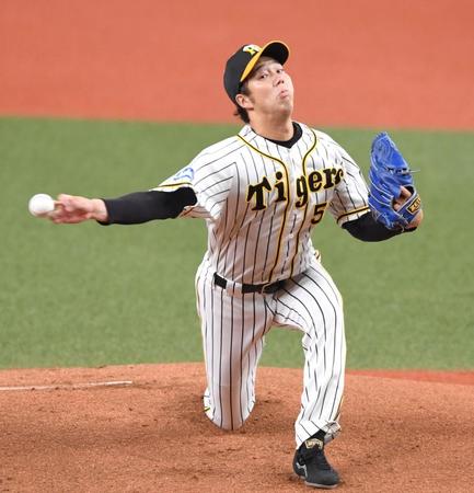 　力投する青柳（撮影・北村雅宏）