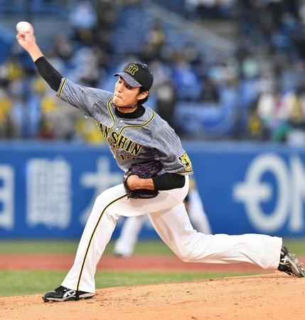 　力投する藤浪（撮影・高石航平）