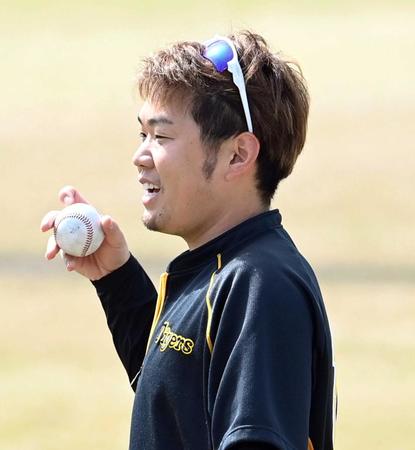 　広島戦へ向け準備万端の西勇（撮影・飯室逸平）