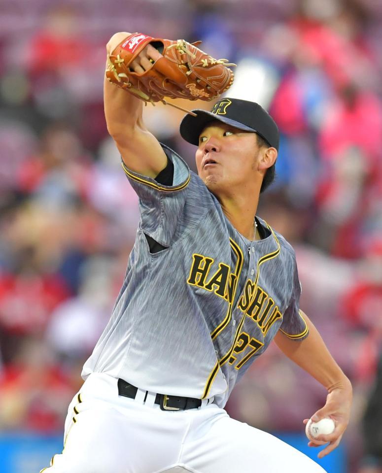 広島打線を相手に力投する先発の阪神・伊藤将＝マツダスタジアム（撮影・立川洋一郎）