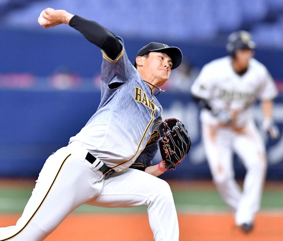 オリックス打線に立ち向かう西純（撮影・吉澤敬太）