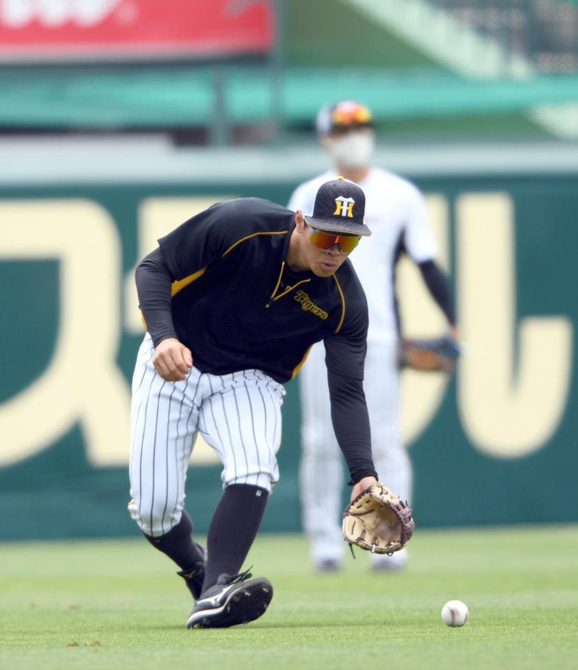 　ノックを受ける佐藤輝（撮影・山口登）