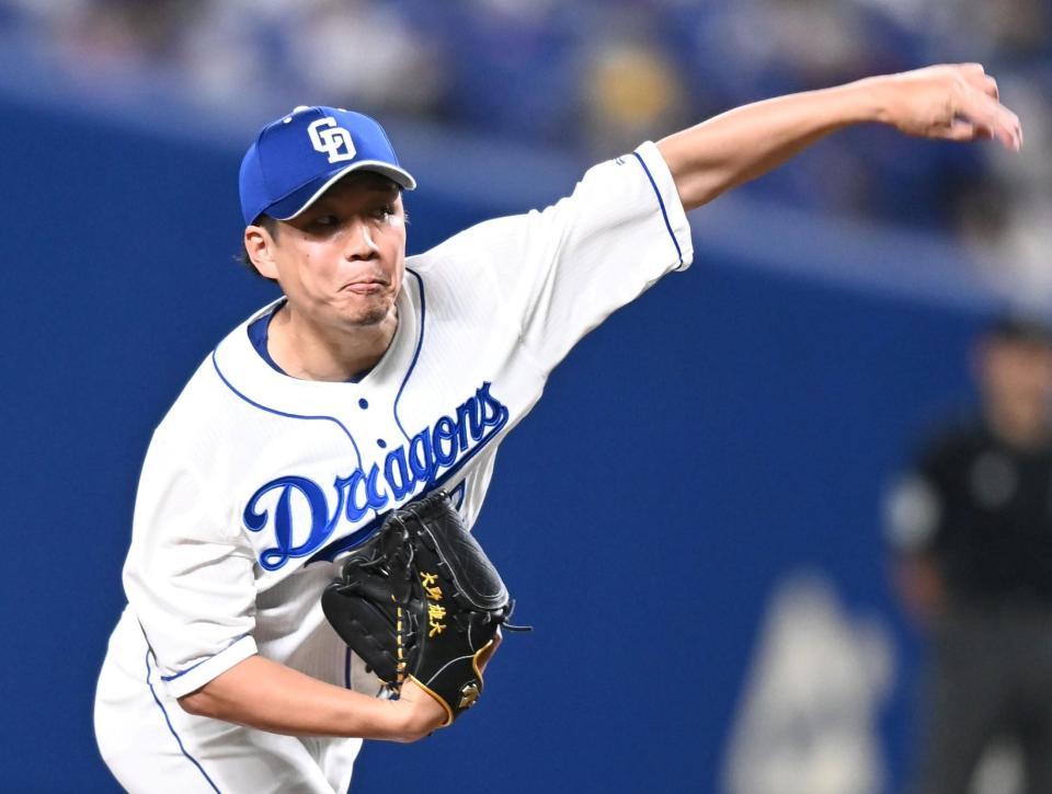 　先発し力投する大野雄（撮影・飯室逸平）