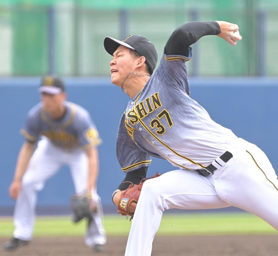 力投する及川（撮影・高部洋祐）