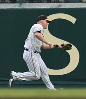 　山田の放った打球をランニングキャッチするサンズ（撮影・北村雅宏）