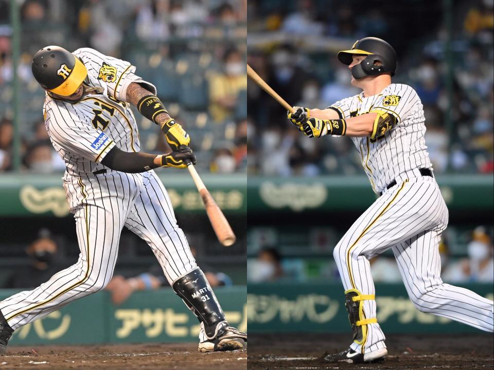 　９号２ランを放ったマルテ（左）と１１号ソロを放ったサンズ