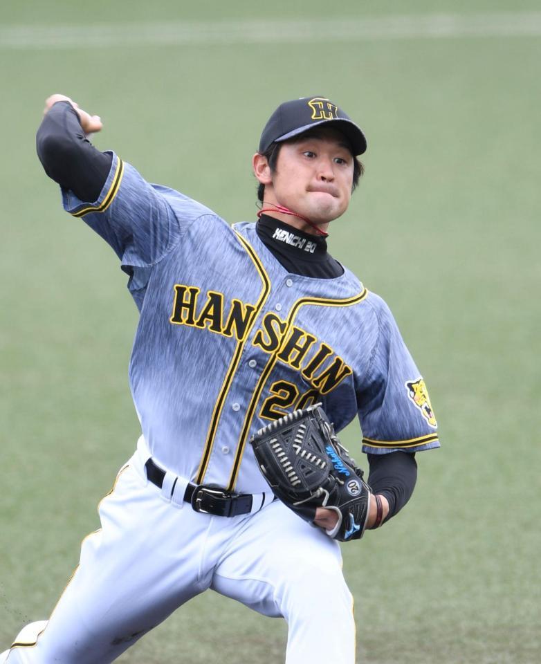 力投する阪神・中田賢一＝タマホームスタジアム筑後（撮影・北村雅宏）