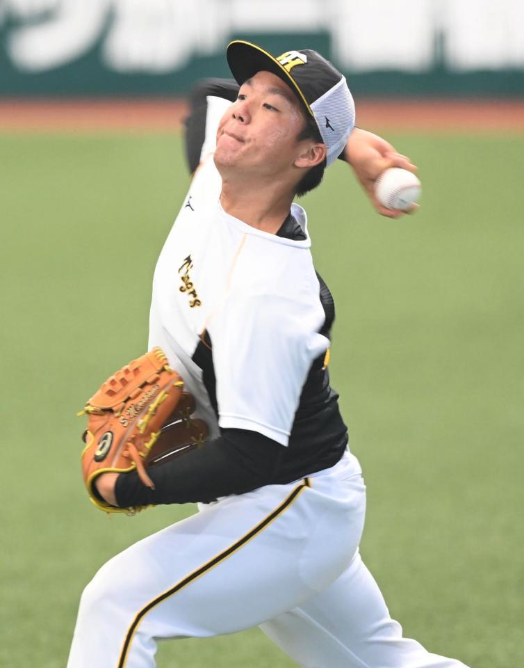 キャッチボールで調整する村上（撮影・高石航平）