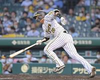 ３回、左前に先制適時打を放つ北條（撮影・高部洋祐）