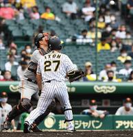 ５回、捕邪飛に倒れる阪神・伊藤将司＝甲子園（撮影・北村雅宏）