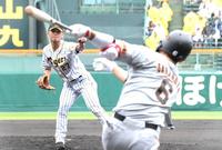 　巨人打線相手に力投する伊藤将