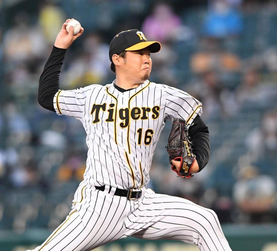 先発し、投げ込む阪神・西勇輝＝甲子園（撮影・田中太一）