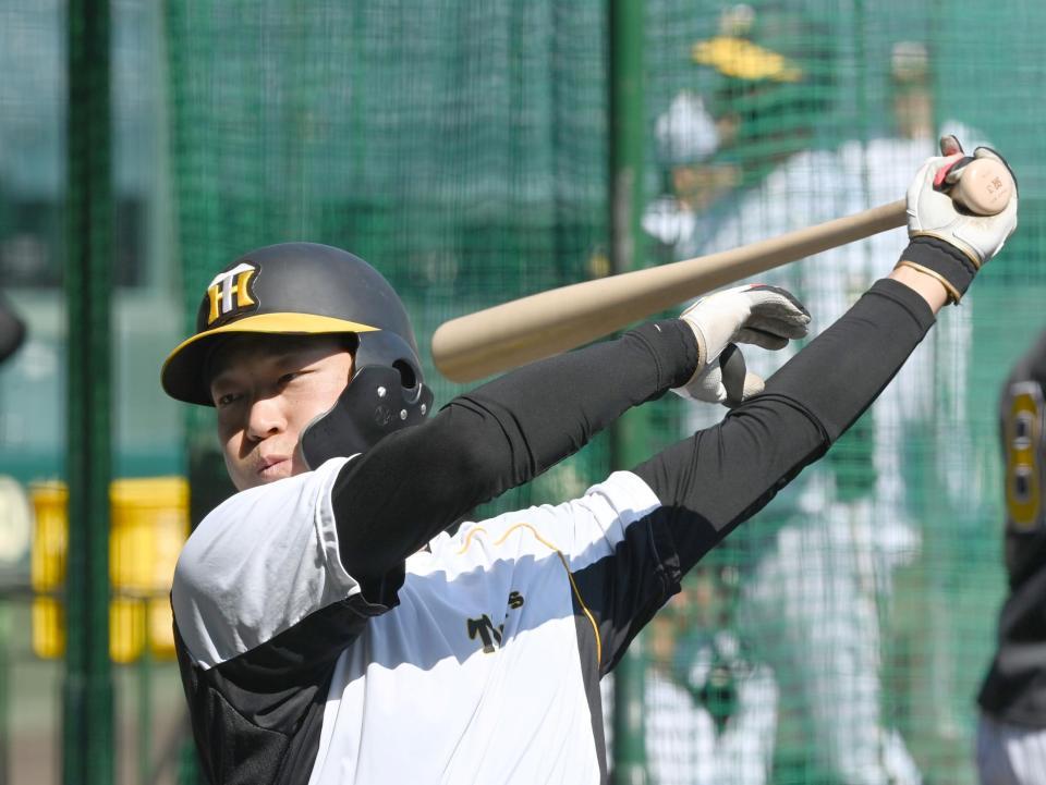 　トス打撃する大山（撮影・山口登）