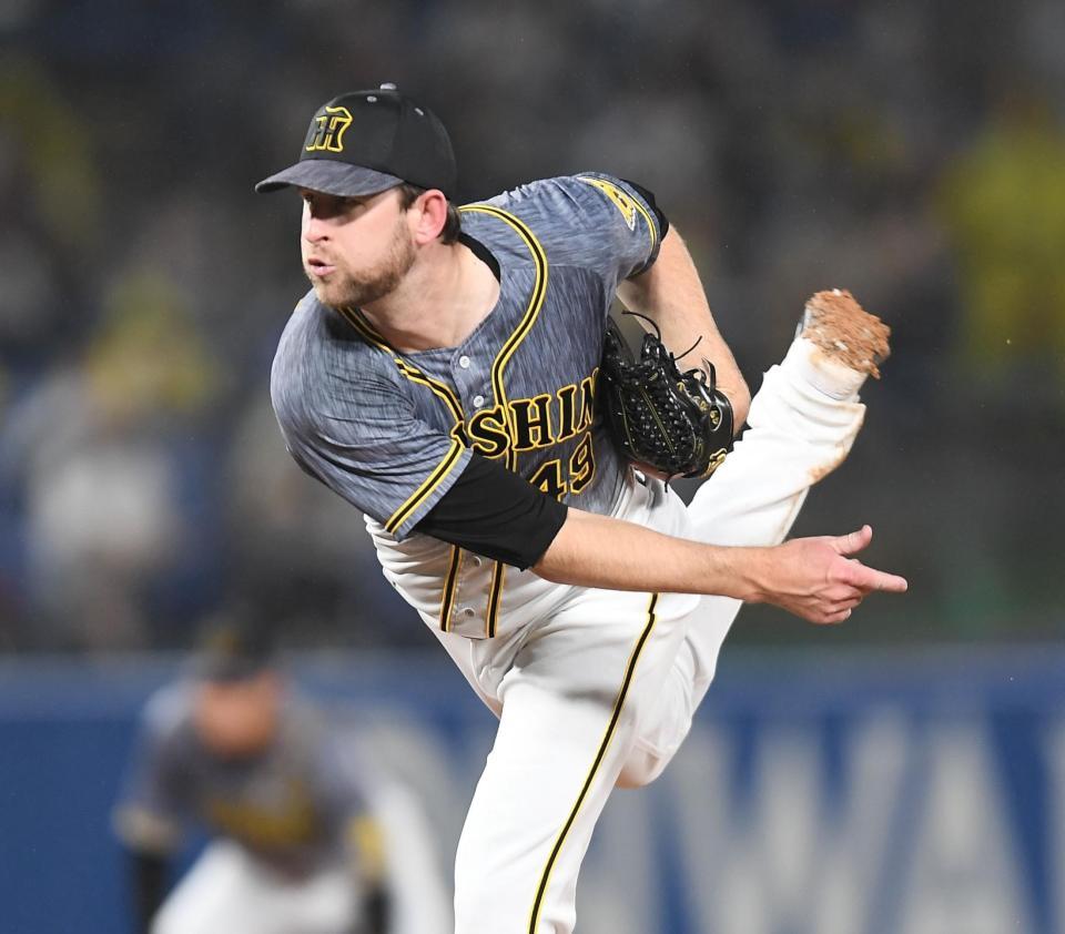 　力投するガンケル（撮影・金田祐二）