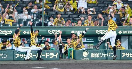 　６回、ラパンパラで盛り上がる阪神ナイン