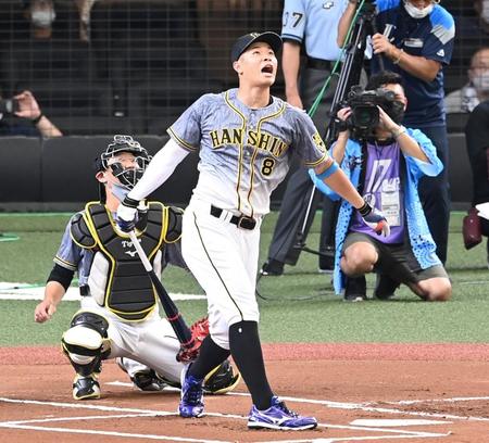 ホームランダービーに参加した佐藤輝（撮影・飯室逸平）